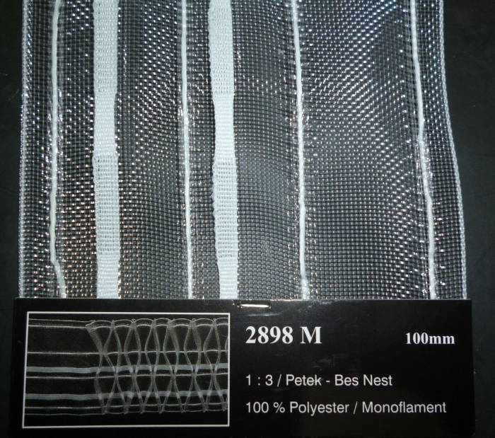 Függönybehúzó szalag 100 mm,  méhsejtes, átlátszó, Kód: 2898M , 570 Ft / méter 
